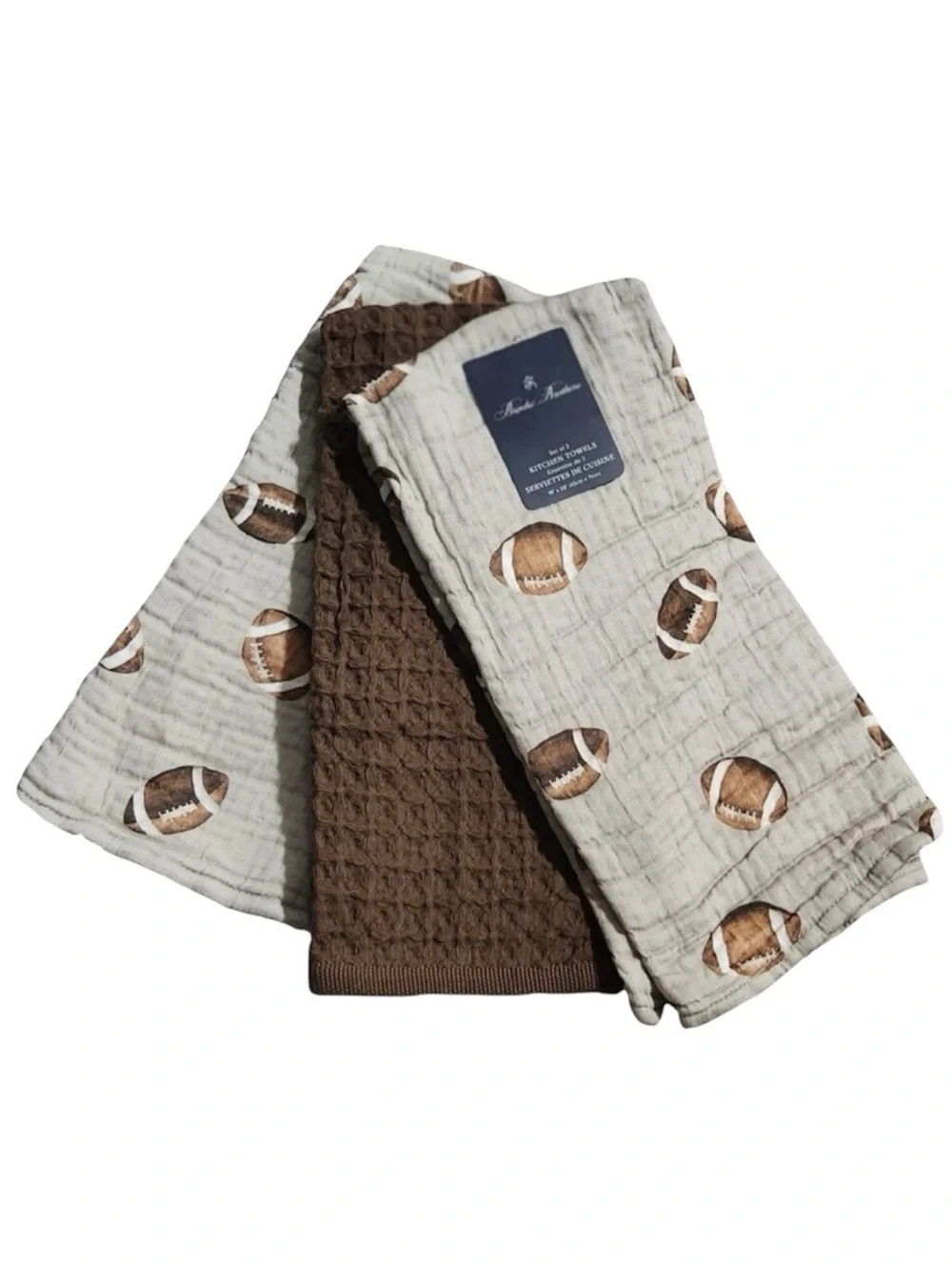 🆕 Brooks Brothers Football Kitchen Towels 3 Pack